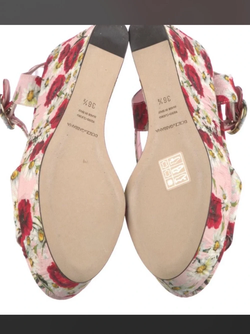 Dolce & Gabbana Pink Floral Platform Wedge Sandal